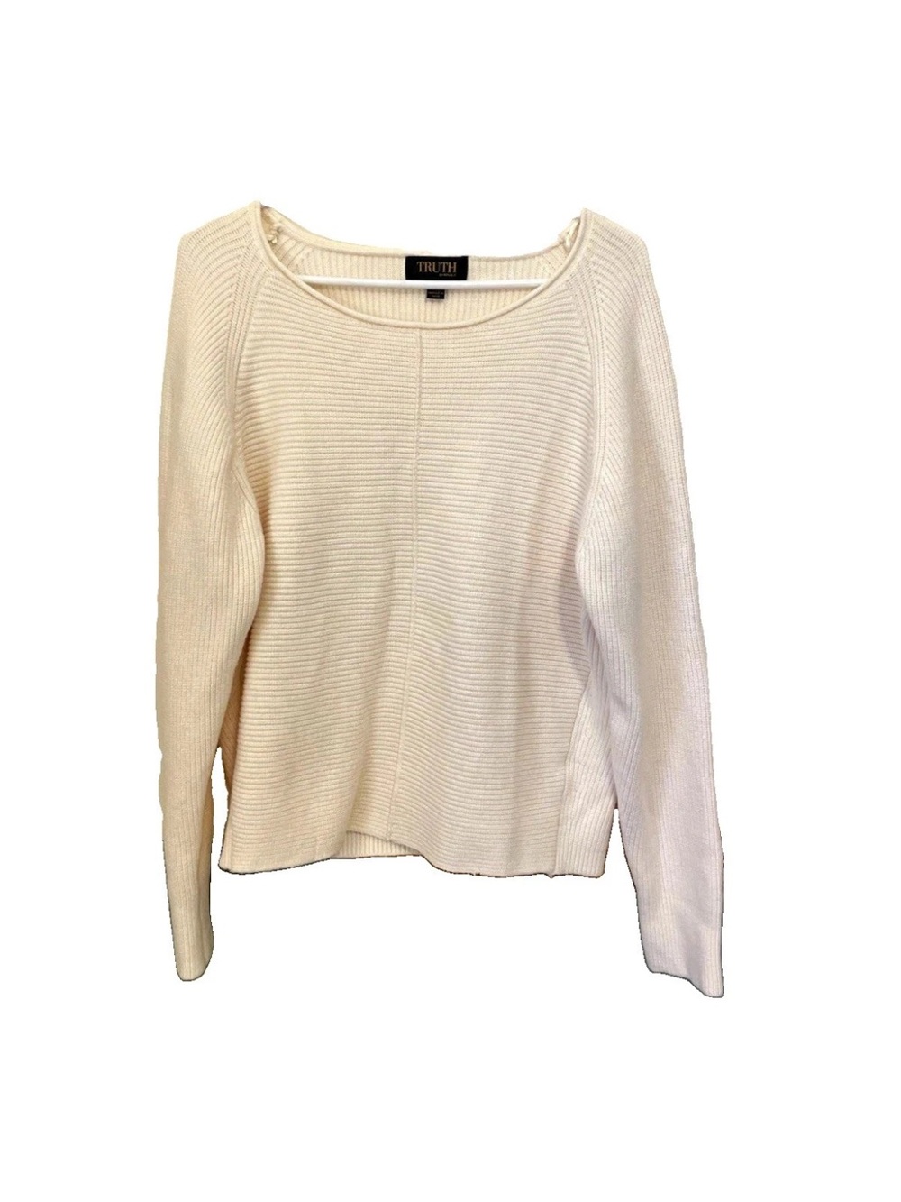 Cream Ribbed Knit Sweater - Women's Truth Dolman LS Coastal XL